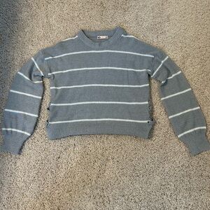 SO Women's Grey and White Striped Sweater